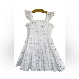 Janie and Jack white dress with blue yellow Swiss dot detail sz 10